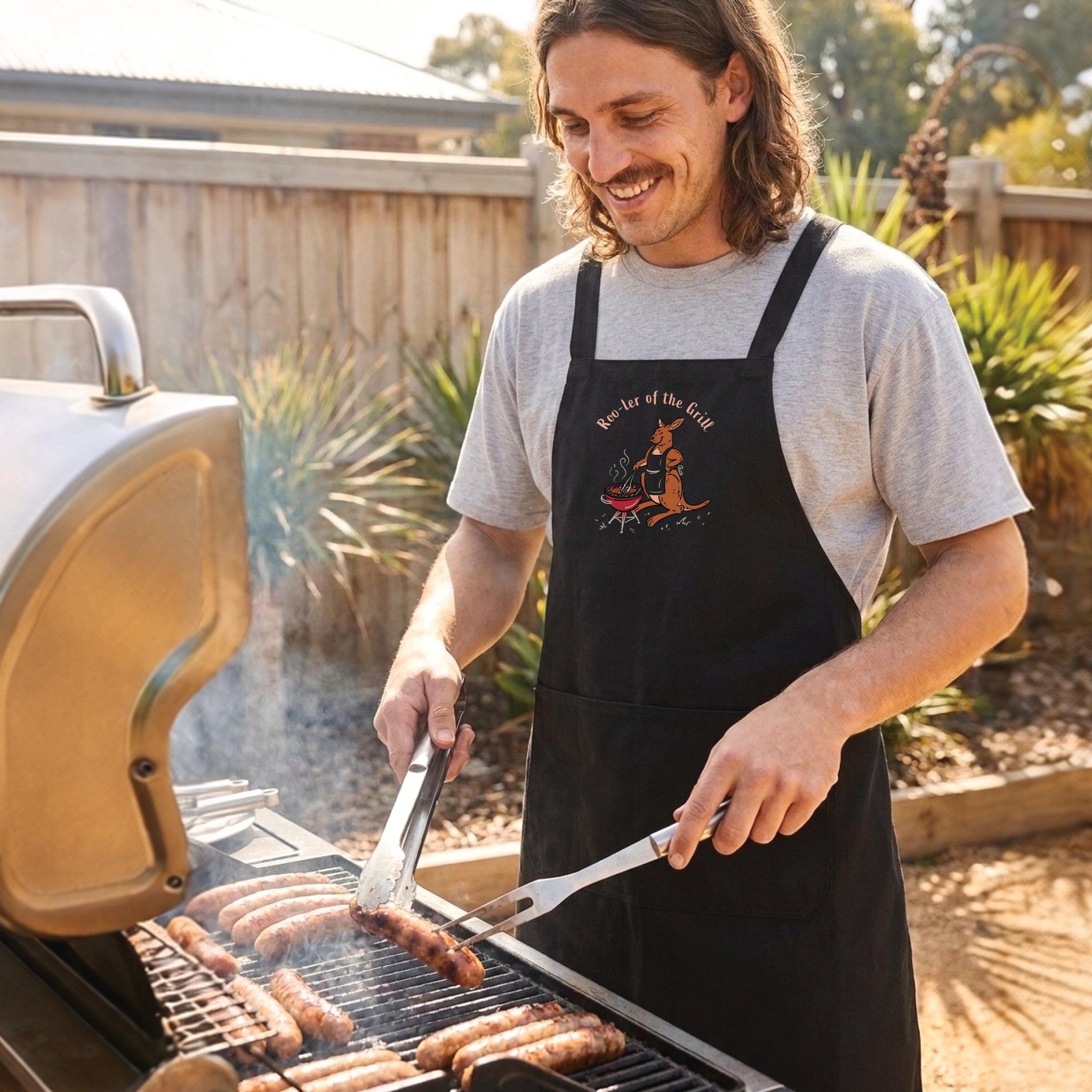 Kangaroo BBQ Cotton Canvas Apron - Roo-ler of the Grill