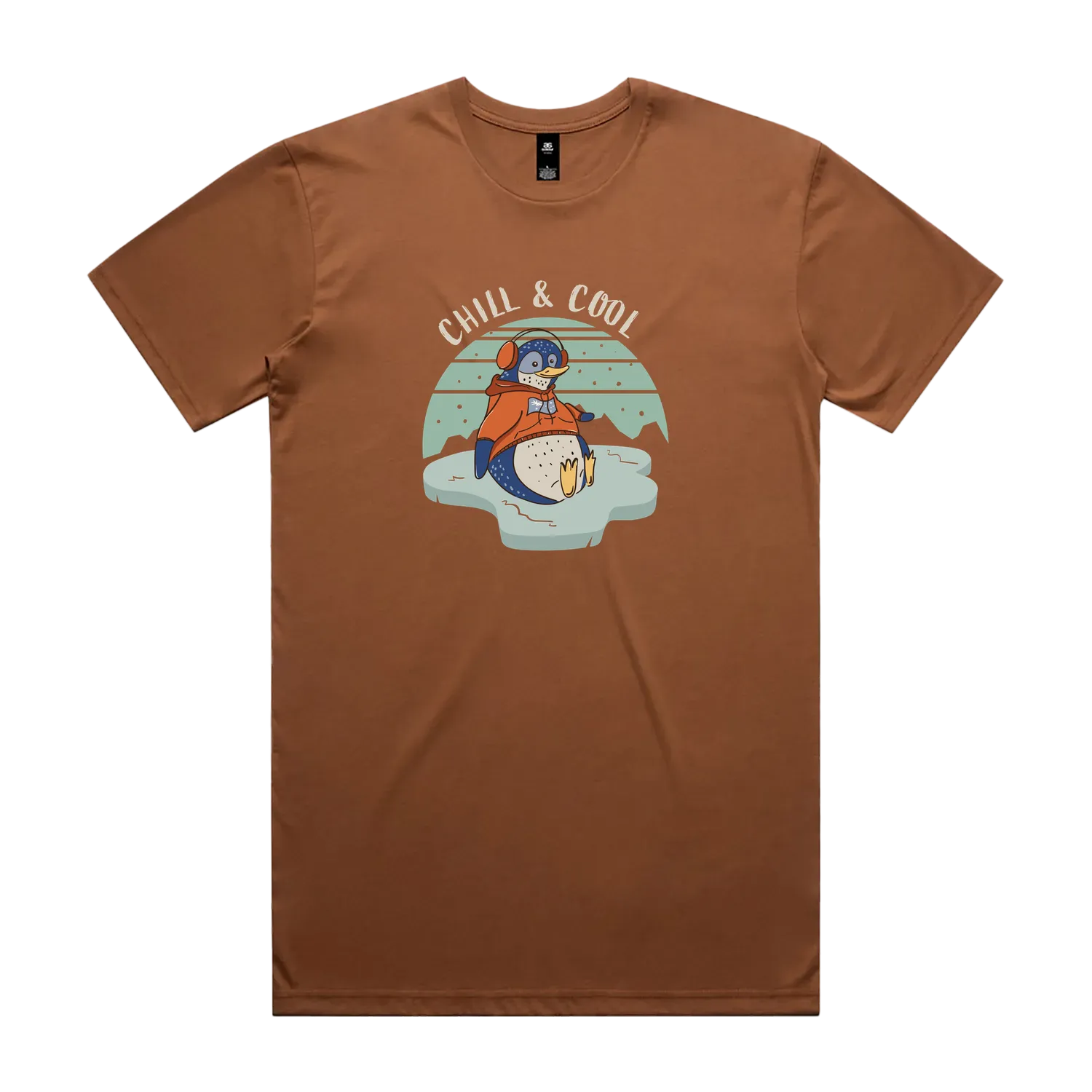 Funny Australian men's t-shirt with hand drawn penguin design