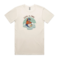 Funny Australian men's ecru t-shirt with hand drawn penguin design