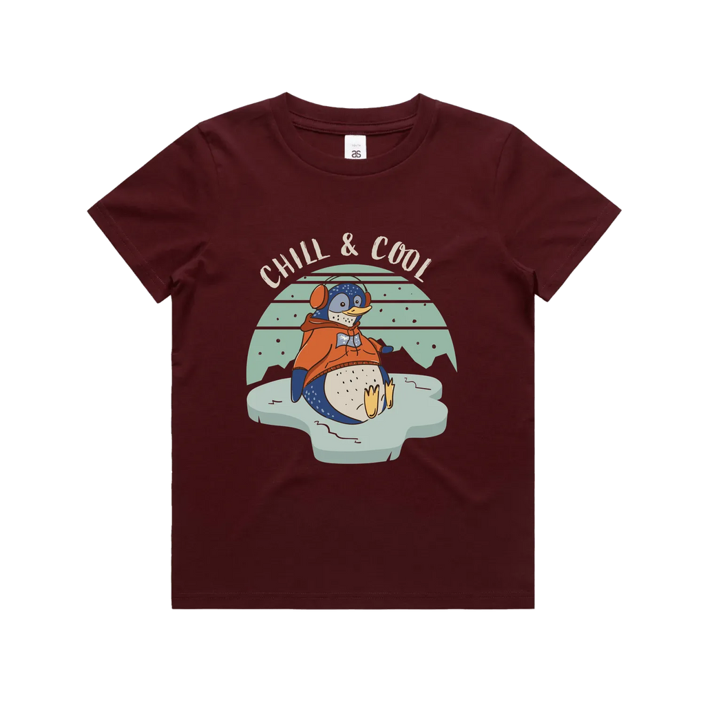 Funny Australian youth t-shirt with hand drawn penguin design