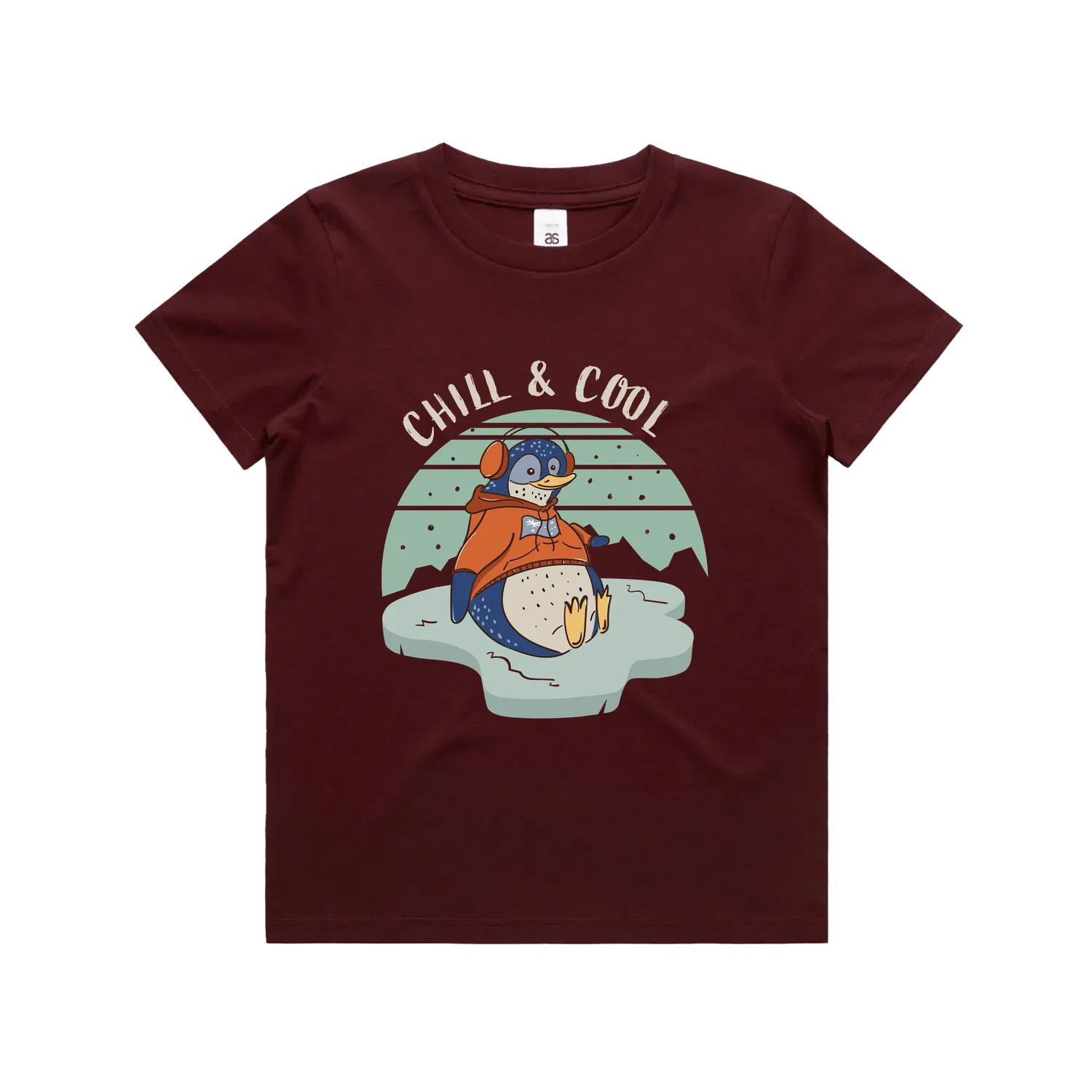 Funny Australian youth t-shirt with hand drawn penguin design