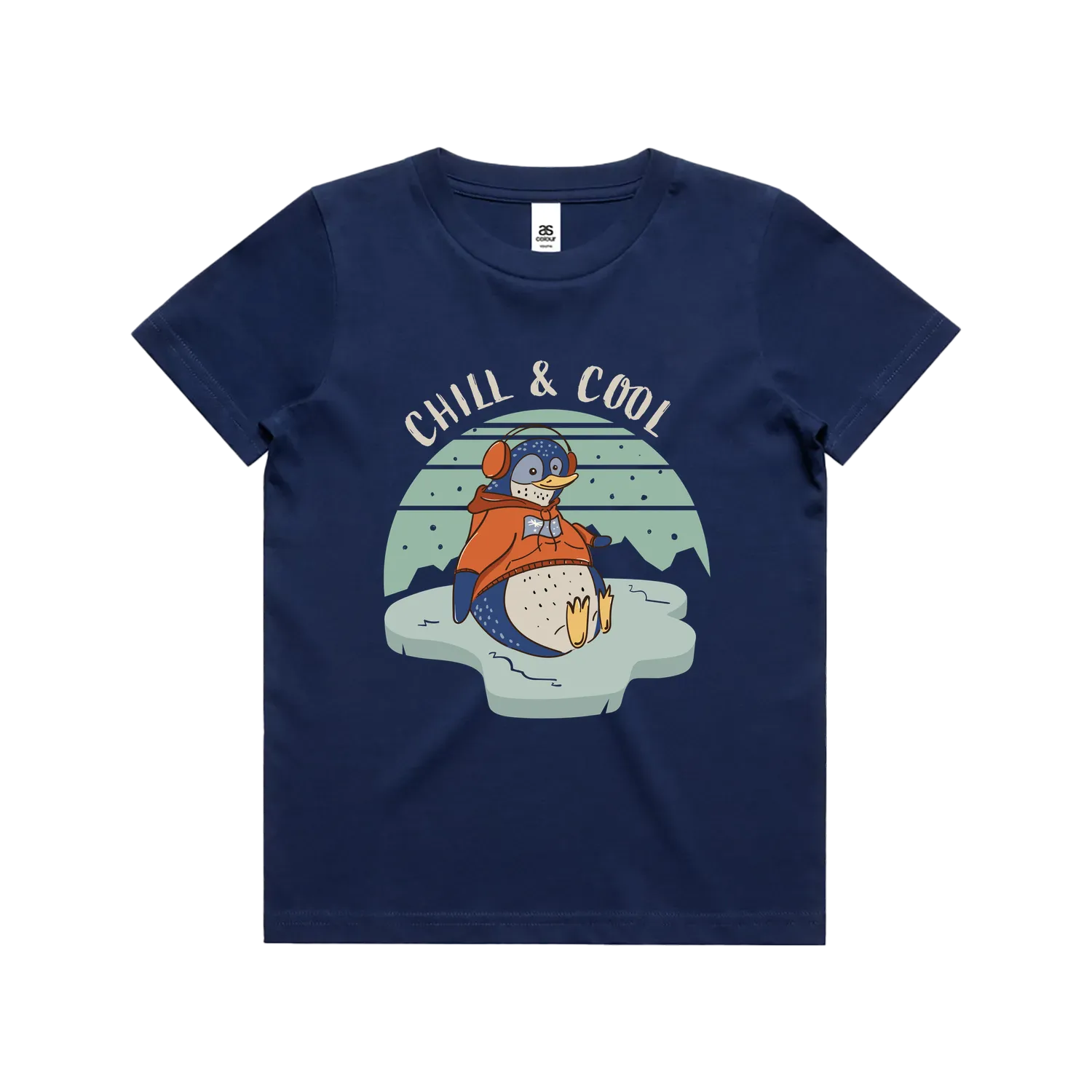 Funny Australian youth t-shirt with hand drawn penguin design
