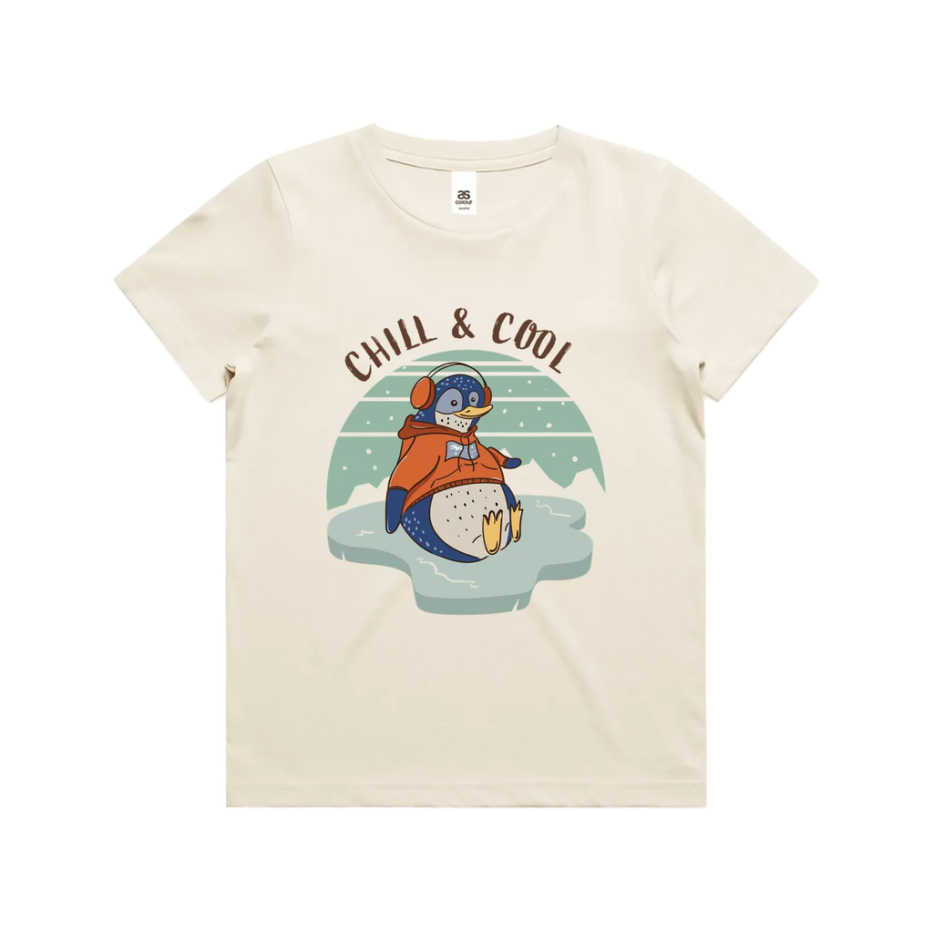 Funny Australian youth t-shirt with hand drawn penguin design