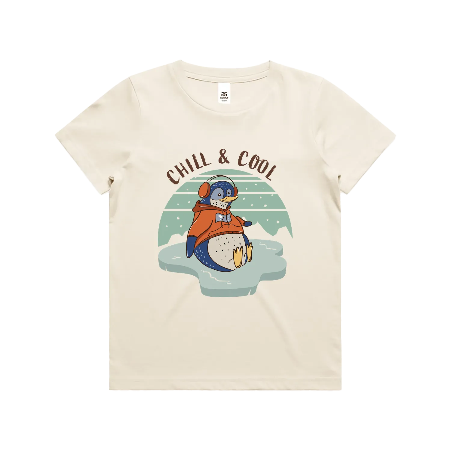 Funny Australian youth t-shirt with hand drawn penguin design