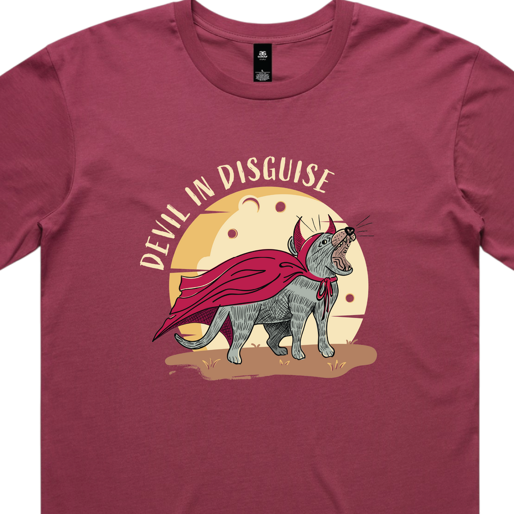 Funny Australian men's berry t-shirt with hand drawn Tasmanian devil design