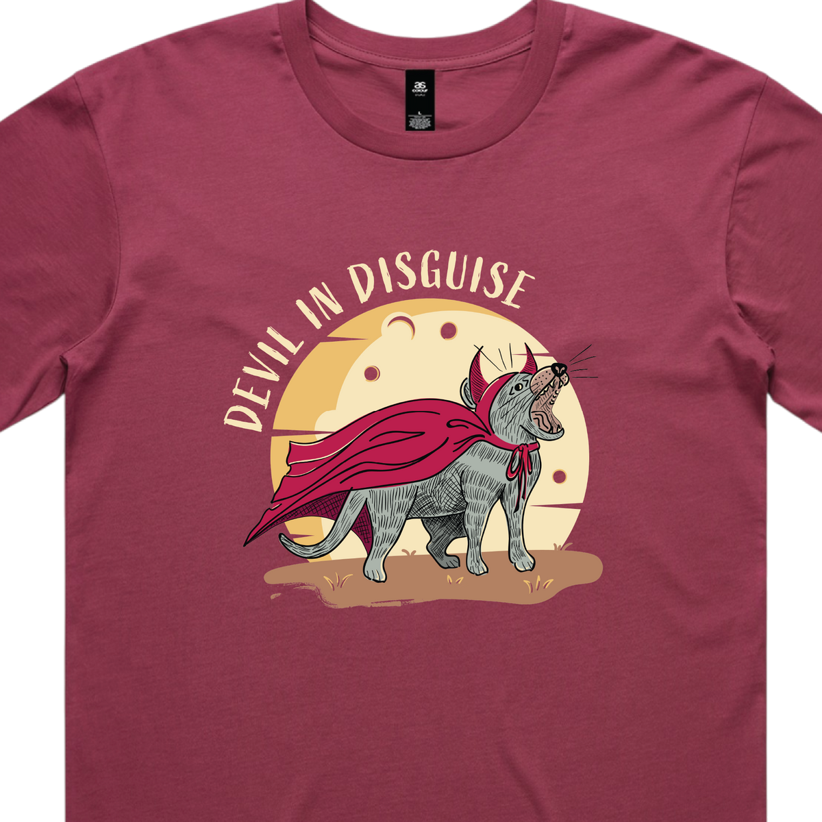 Funny Australian men's berry t-shirt with hand drawn Tasmanian devil design