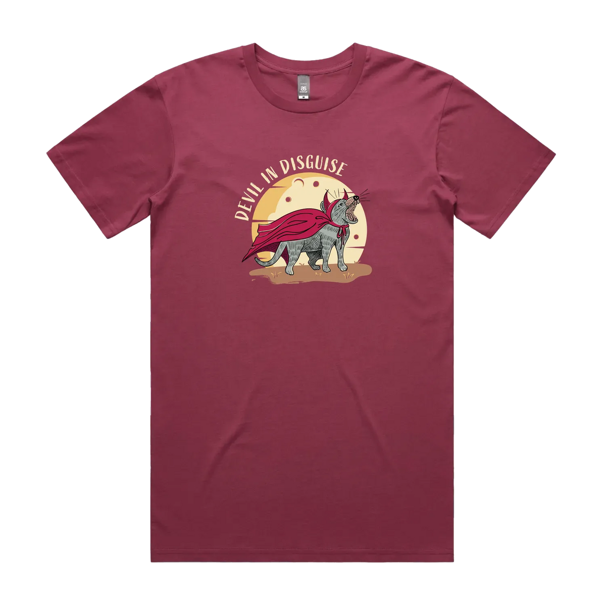 Funny Australian men's berry t-shirt with hand drawn Tasmanian devil design