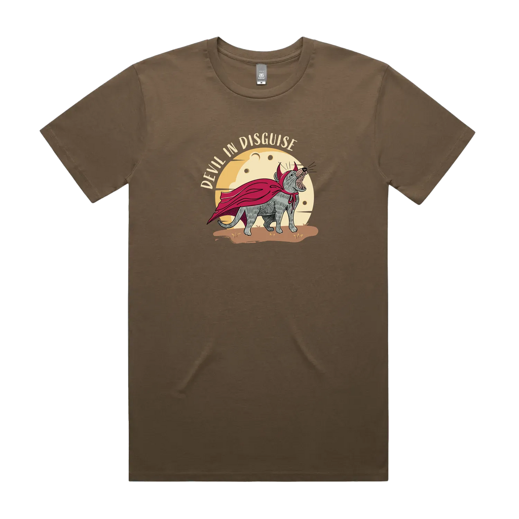 Funny Australian men's t-shirt with hand drawn Tasmanian devil design