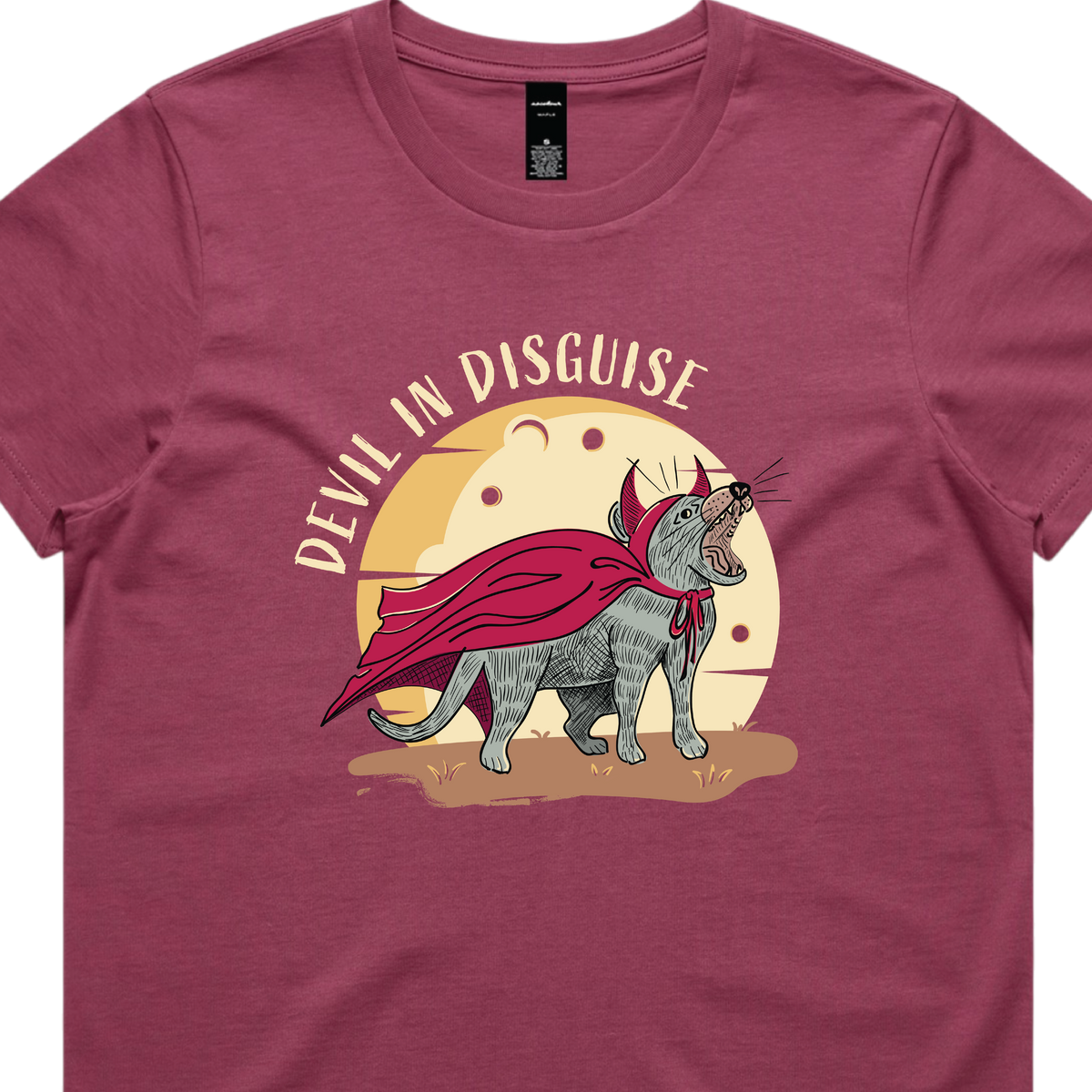 Funny Australian women's t-shirt with hand drawn Tasmanian devil design, perfect as a gift