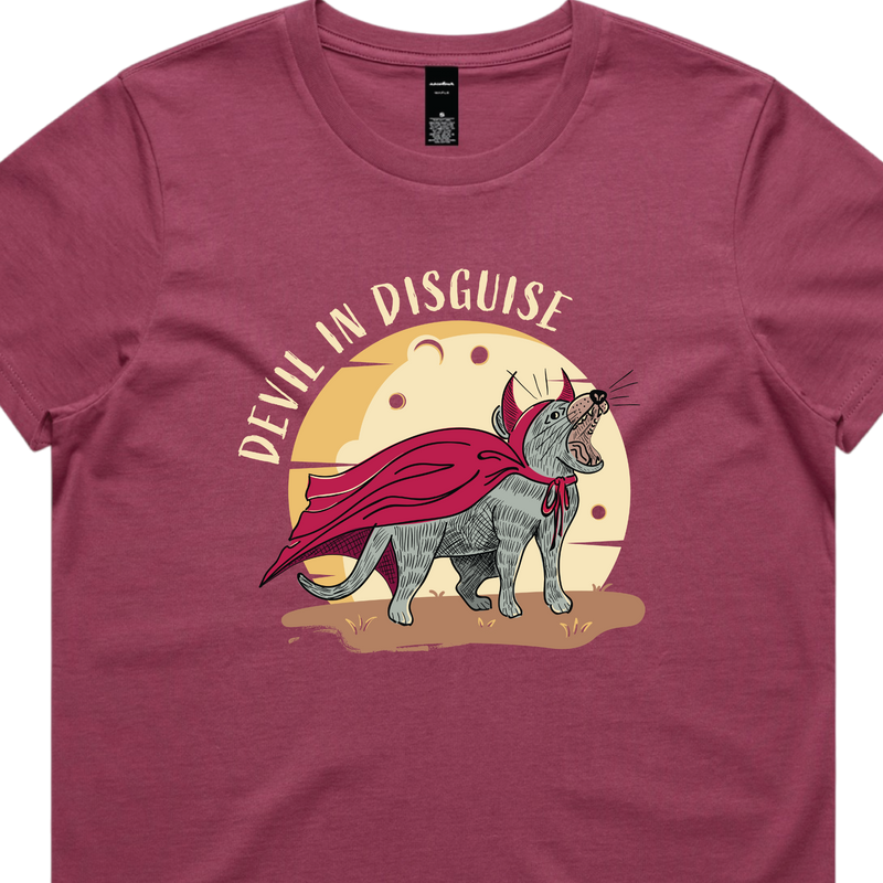 Funny Australian women's t-shirt with hand drawn Tasmanian devil design, perfect as a gift