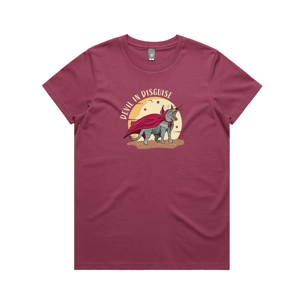 Funny Australian women's t-shirt with hand drawn Tasmanian devil design, perfect as a gift