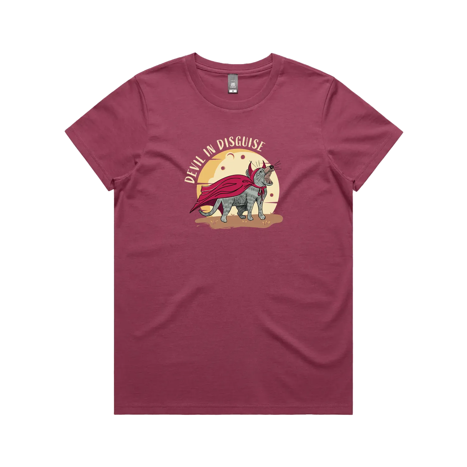 Funny Australian women's t-shirt with hand drawn Tasmanian devil design, perfect as a gift