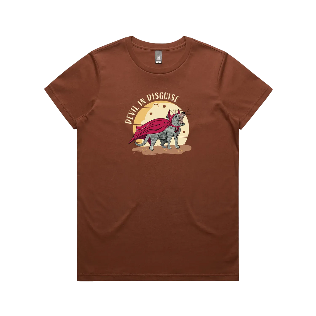 Funny Australian women's t-shirt with hand drawn Tasmanian devil design, perfect as a gift