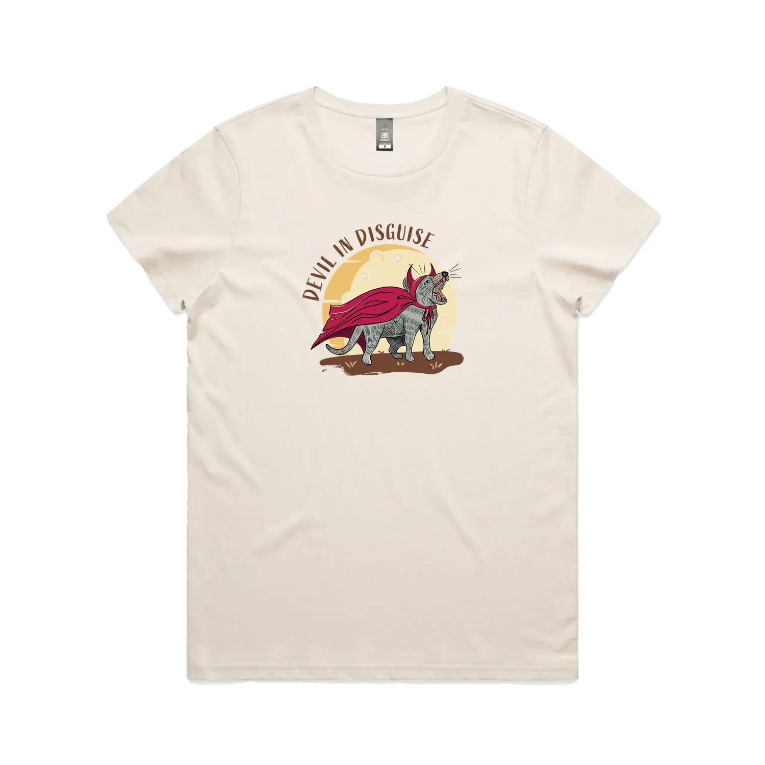 Funny Australian women's t-shirt with hand drawn Tasmanian devil design, perfect as a gift