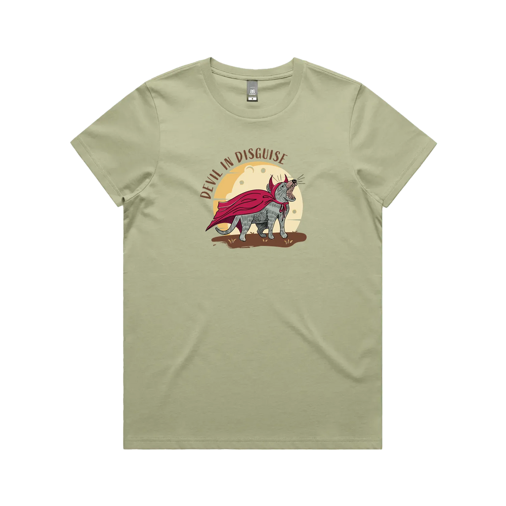 Funny Australian women's t-shirt with hand drawn Tasmanian devil design, perfect as a gift