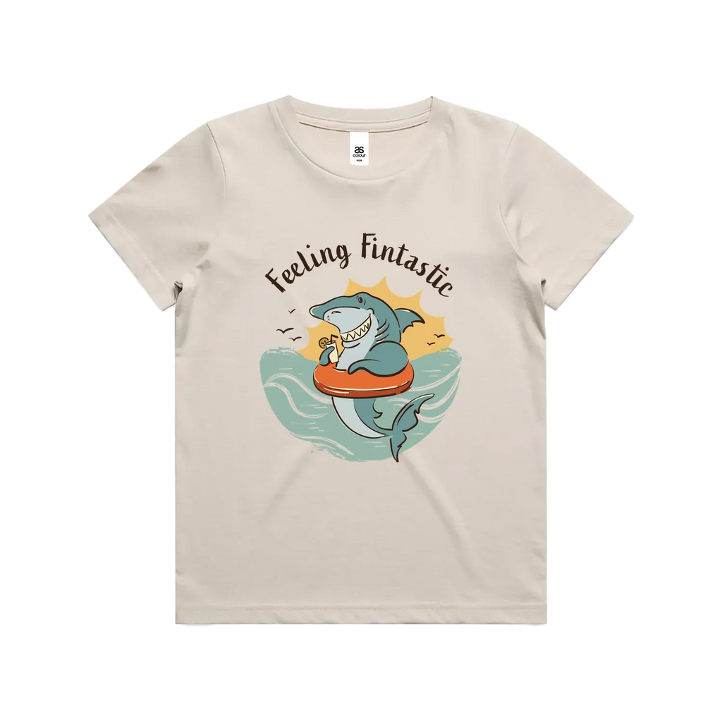 Funny kids t-shirt with hand drawn shark design
