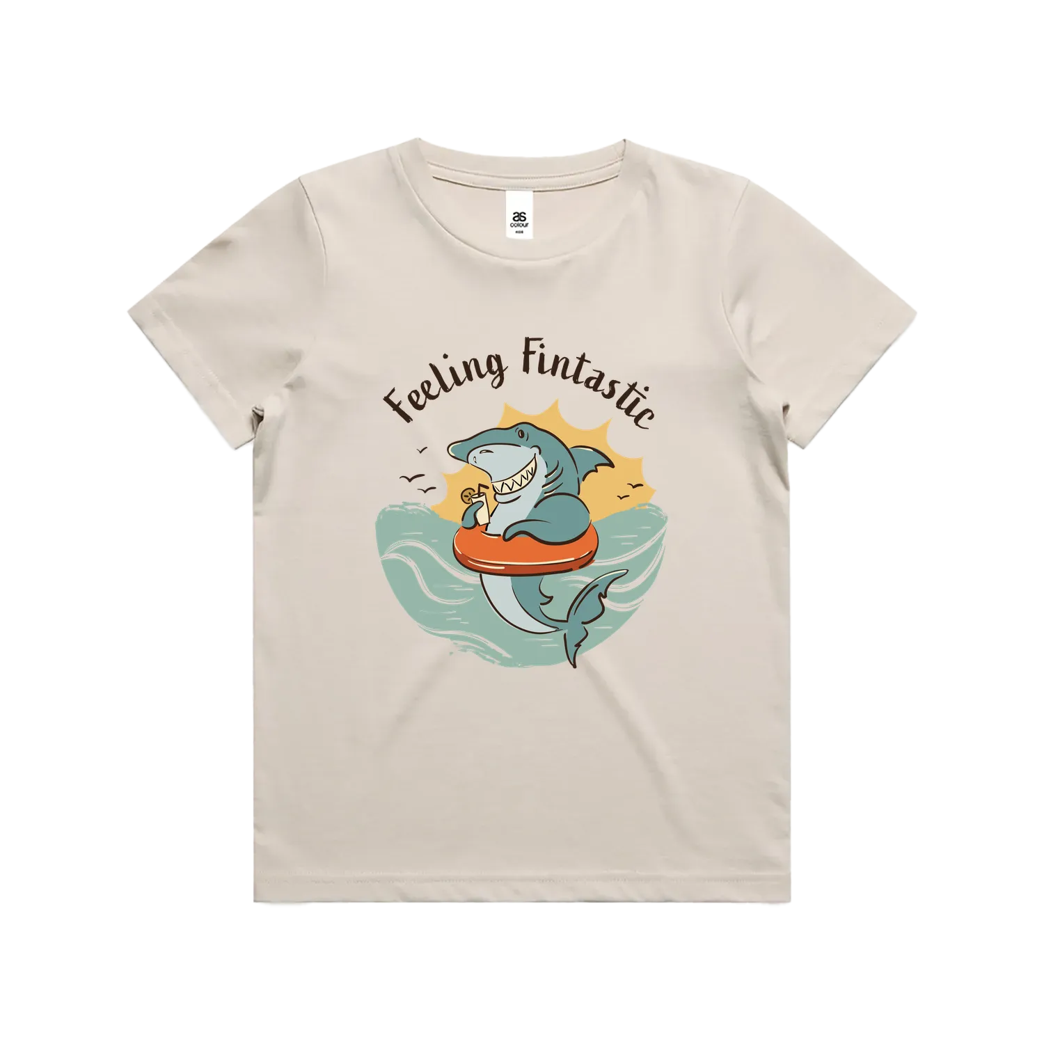 Funny kids t-shirt with hand drawn shark design