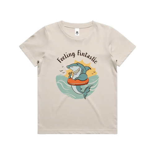 Funny kids t-shirt with hand drawn shark design