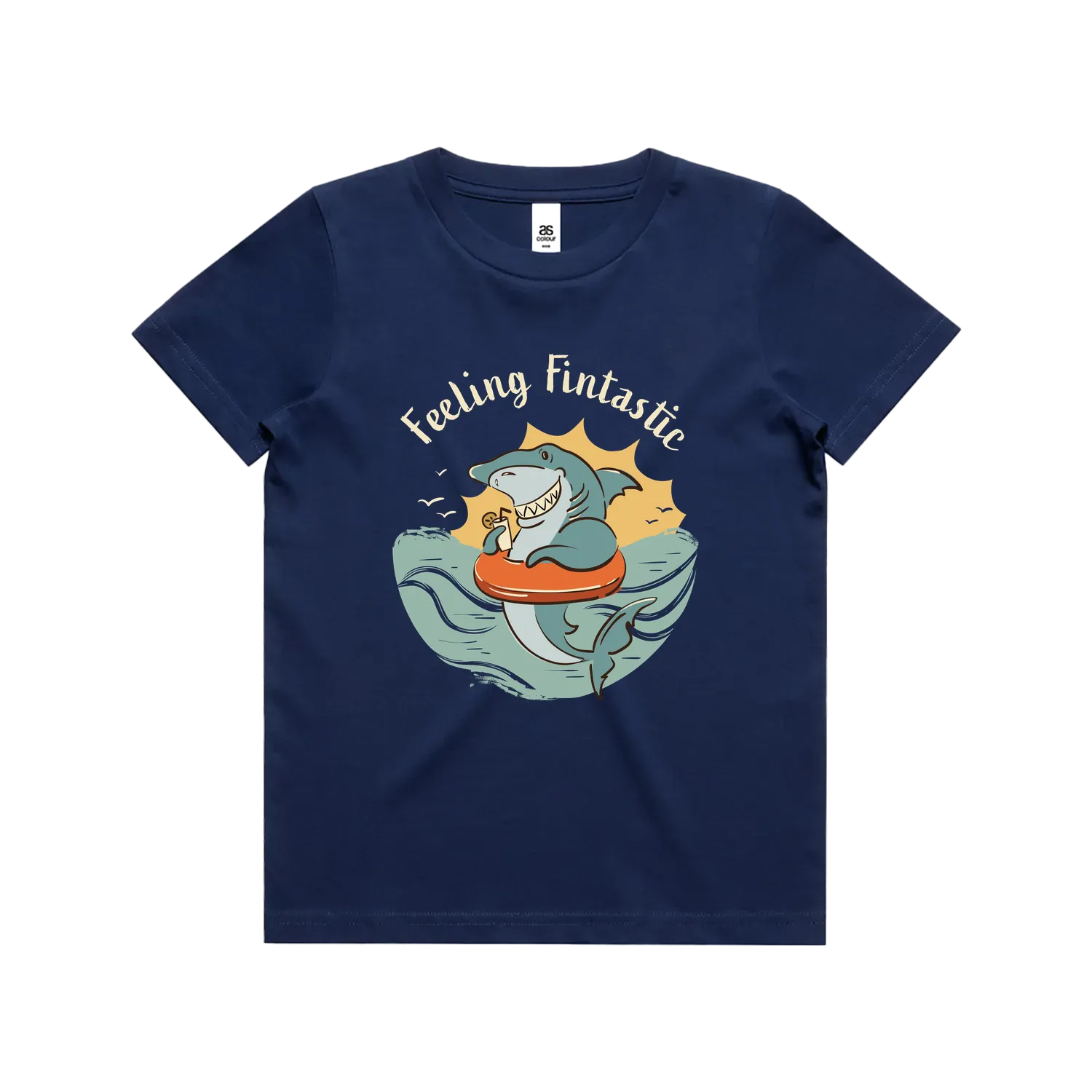 Funny kids t-shirt with hand drawn shark design