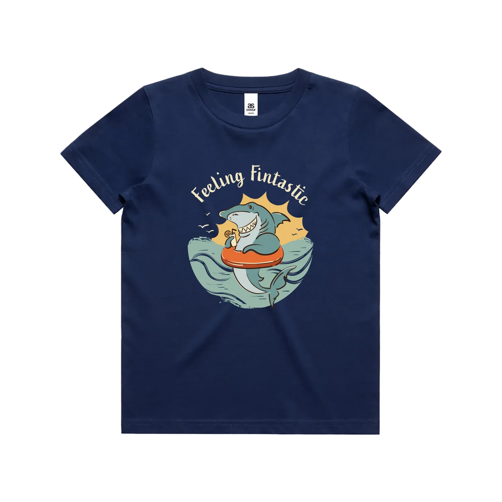 Funny Australian youth t-shirt with hand drawn shark design