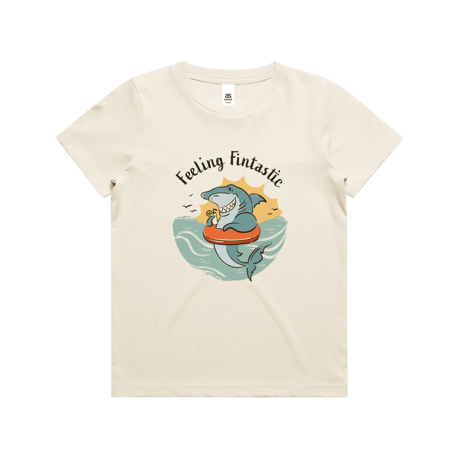 Funny Australian youth t-shirt with hand drawn shark design