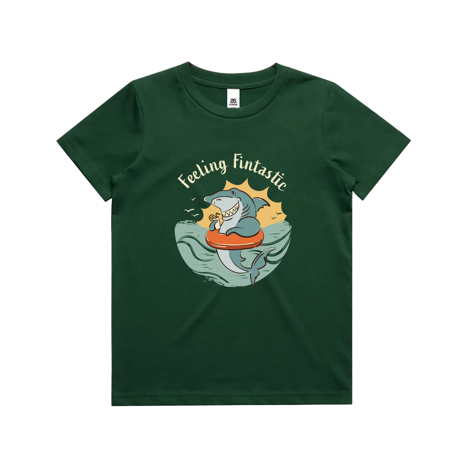 Funny Australian youth t-shirt with hand drawn shark design