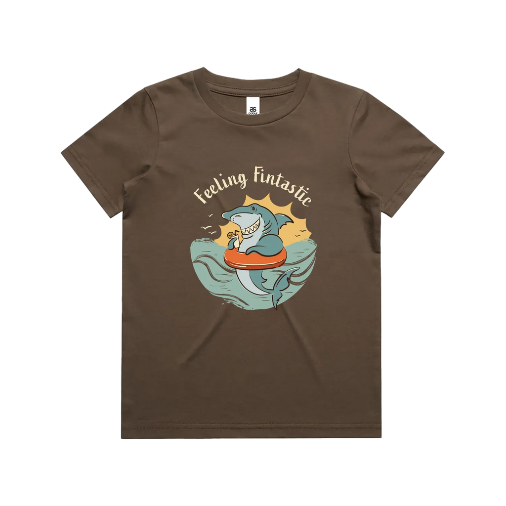 Funny Australian youth t-shirt with hand drawn shark design