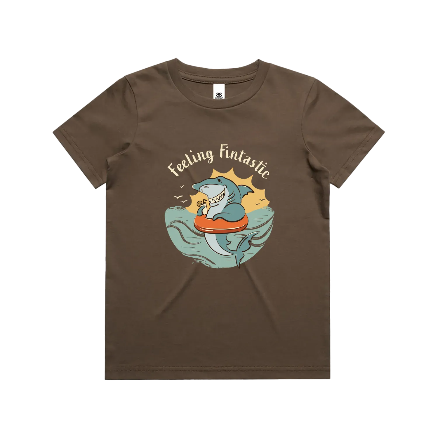Funny Australian youth t-shirt with hand drawn shark design