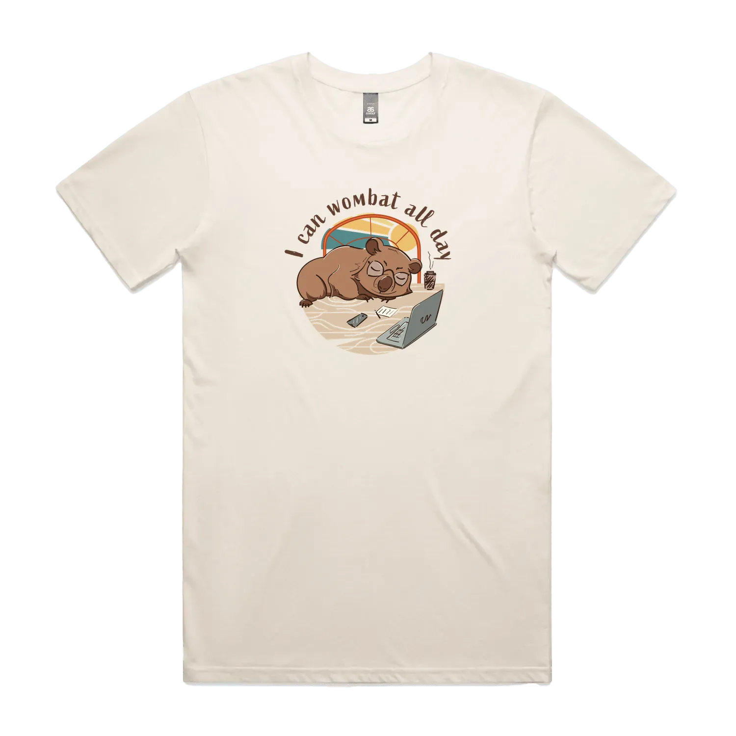 Funny Australian men's t-shirt with hand drawn wombat design
