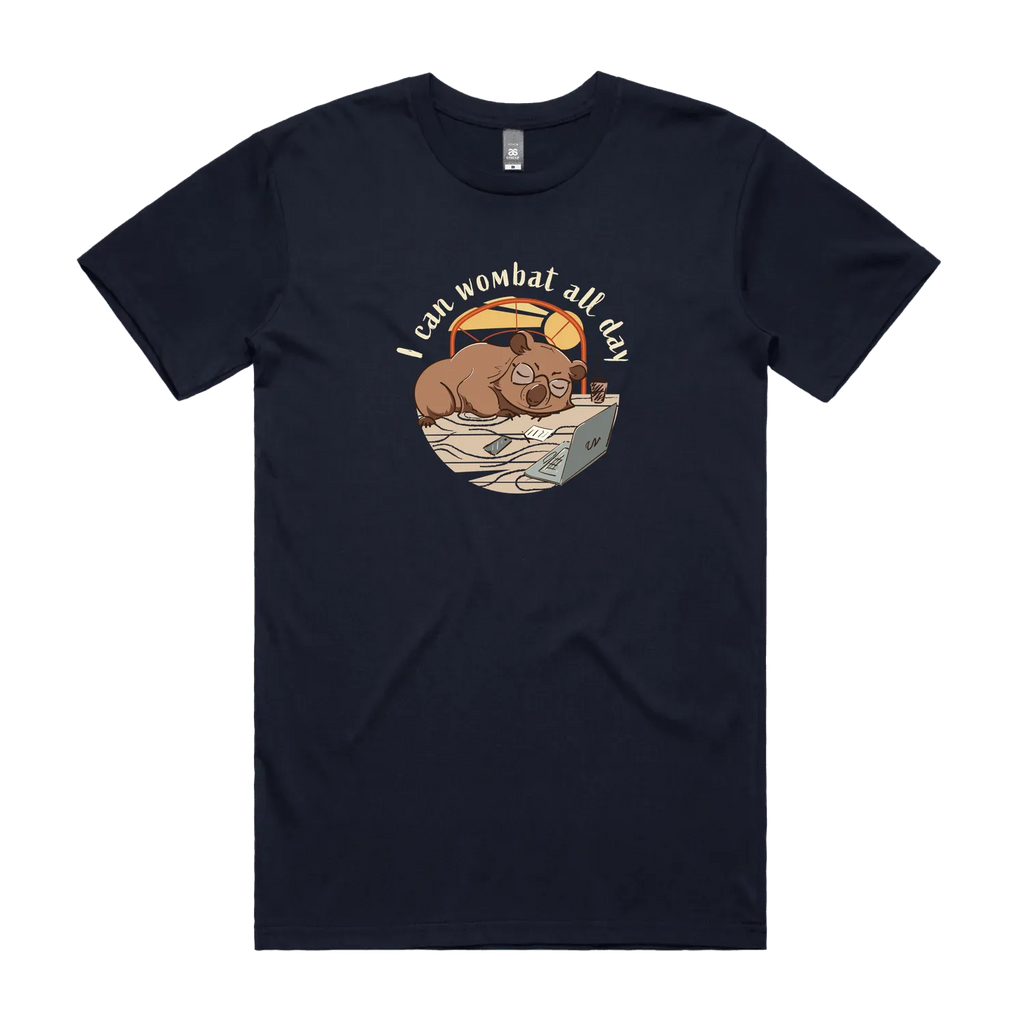 Funny Australian men's t-shirt with hand drawn wombat design