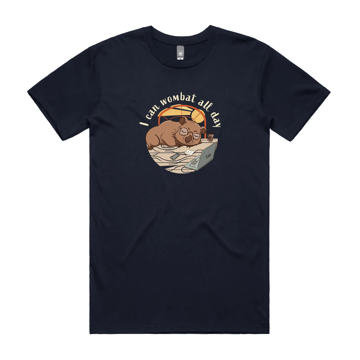Funny Australian men's t-shirt with hand drawn wombat design