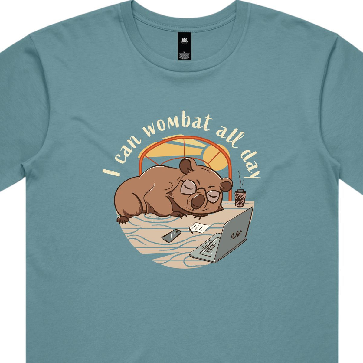 Funny Australian men's t-shirt with hand drawn wombat design