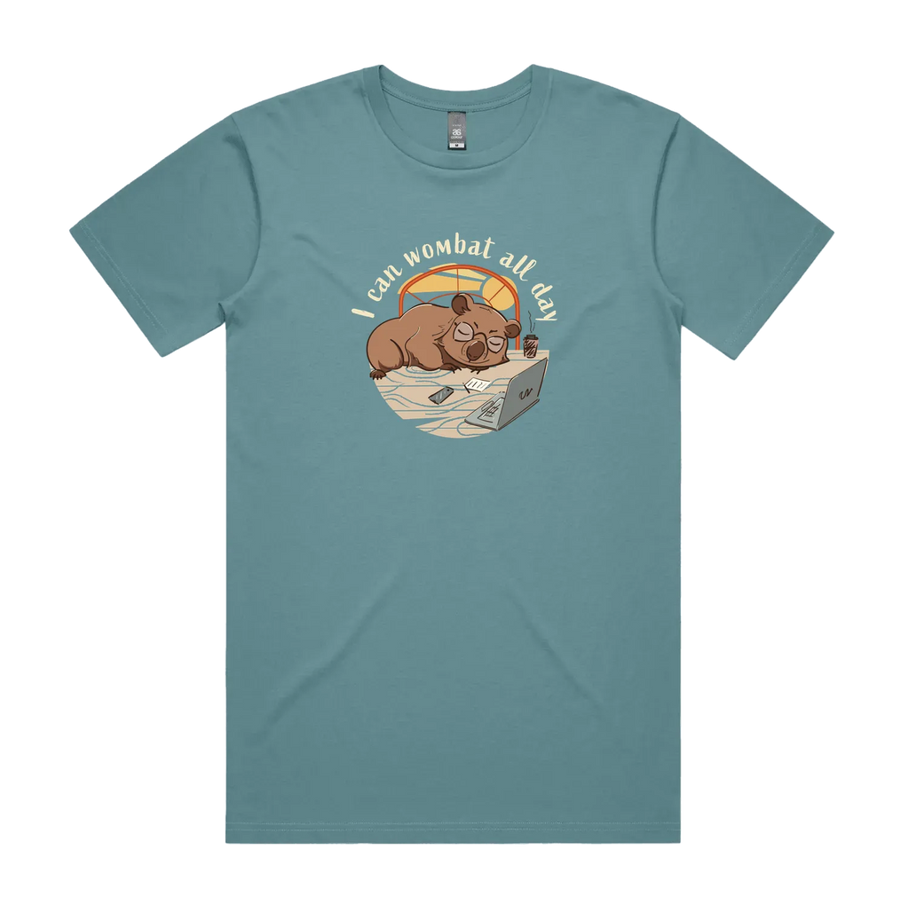 Funny Australian men's t-shirt with hand drawn wombat design