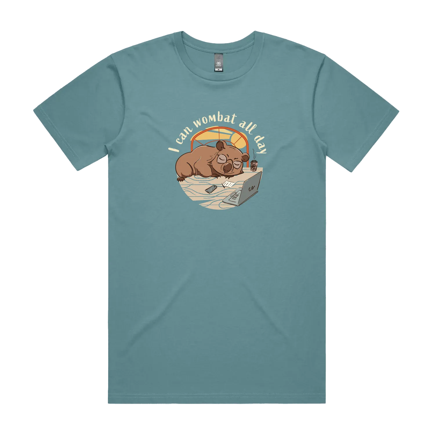 Funny Australian men's t-shirt with hand drawn wombat design