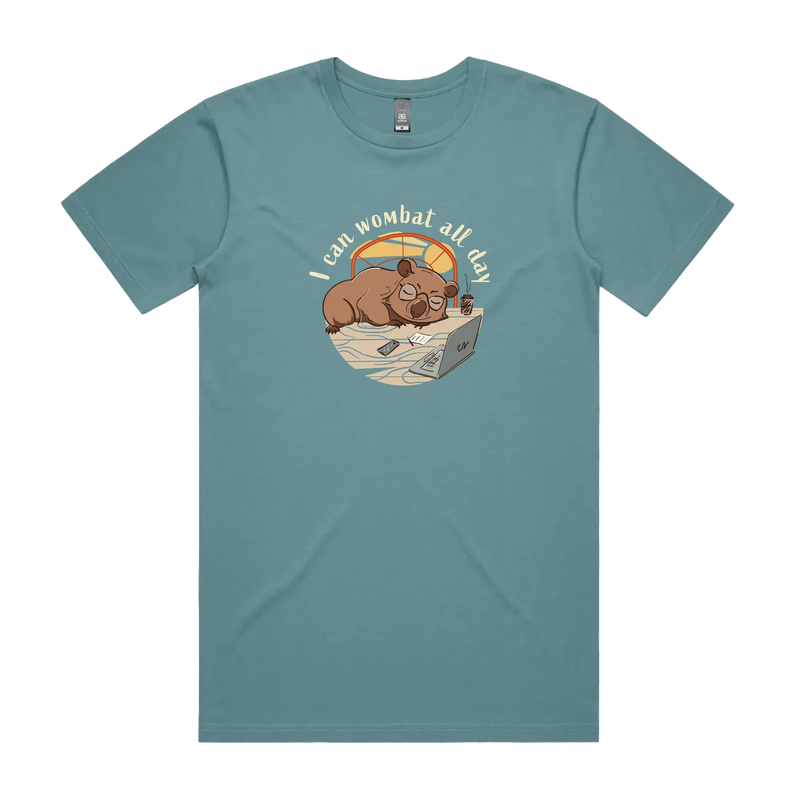Funny Australian men's t-shirt with hand drawn wombat design