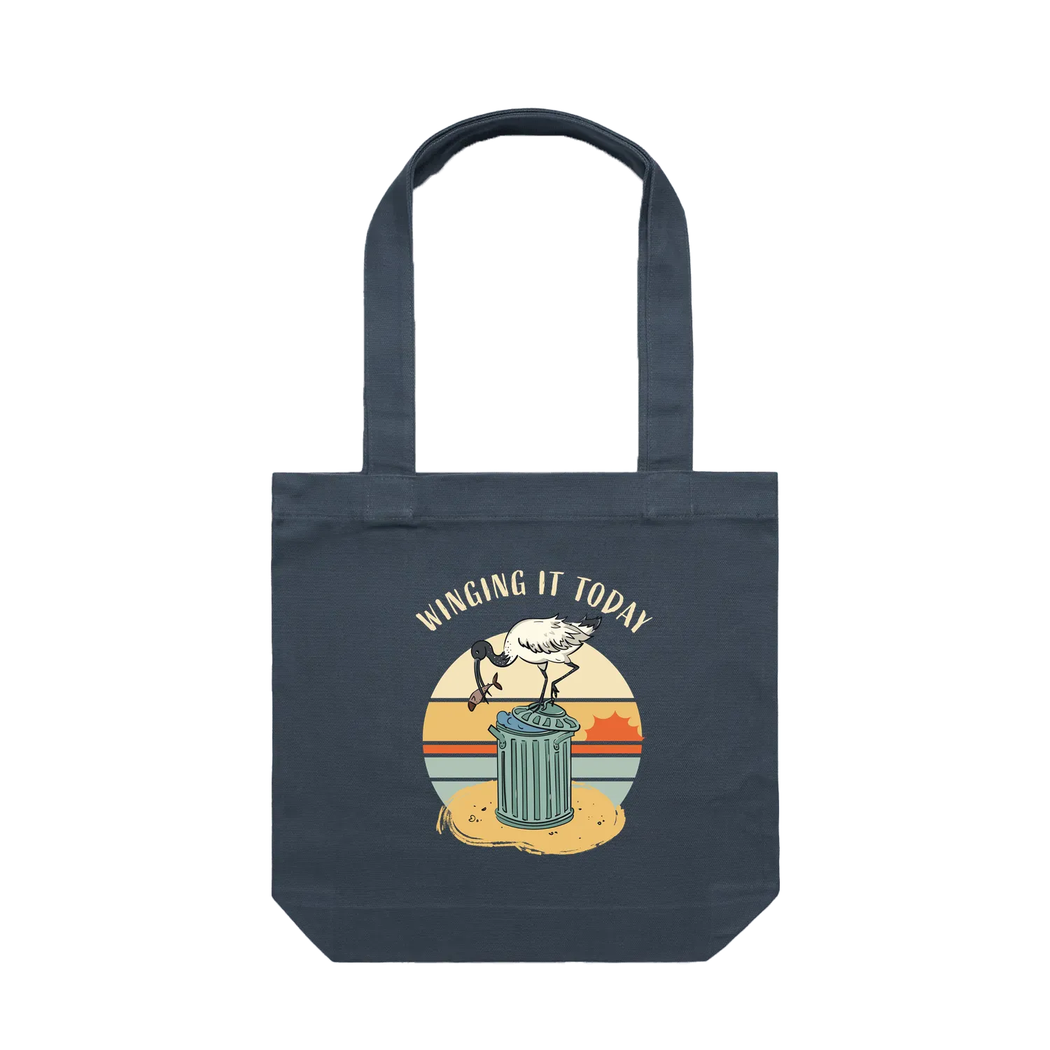 Ibis tote bag with funny hand-drawn Australian animal design