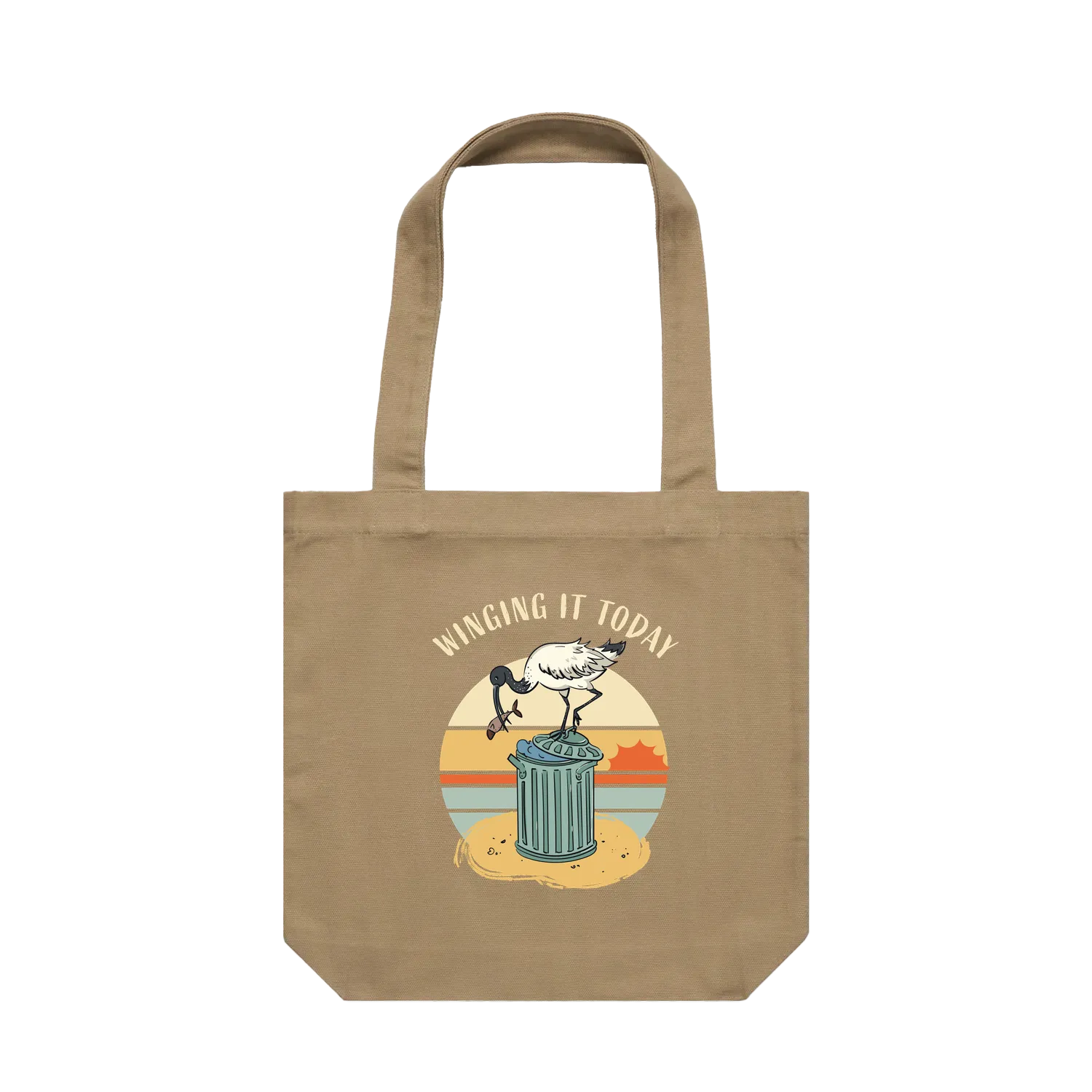 Ibis tote bag with funny hand-drawn Australian animal design