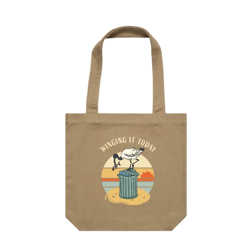 Ibis tote bag with funny hand-drawn Australian animal design