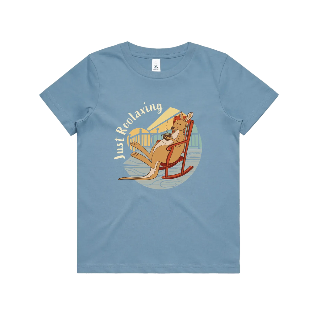 Funny kids t-shirt with hand drawn relaxing kangaroo design