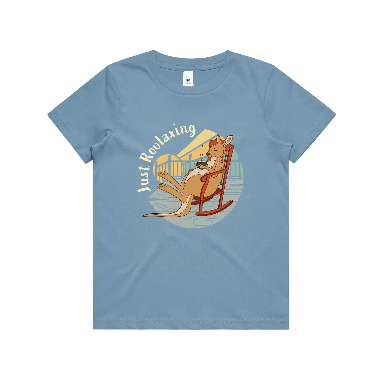 Funny kids t-shirt with hand drawn relaxing kangaroo design