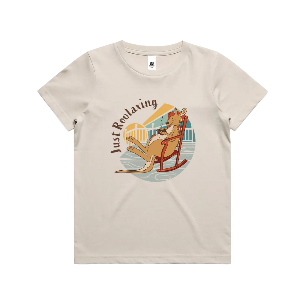 Funny kids t-shirt with hand drawn relaxing kangaroo design