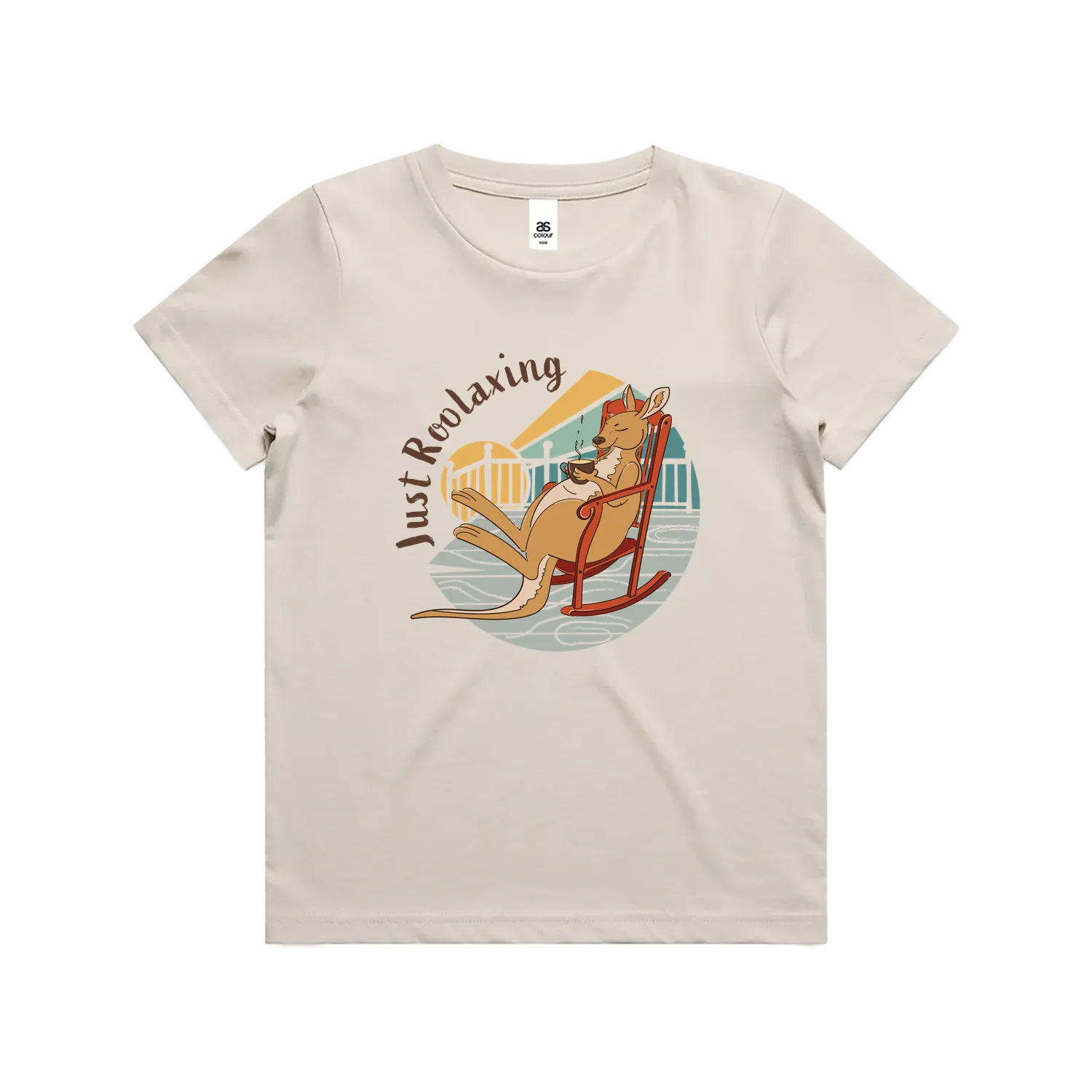 Funny kids t-shirt with hand drawn relaxing kangaroo design