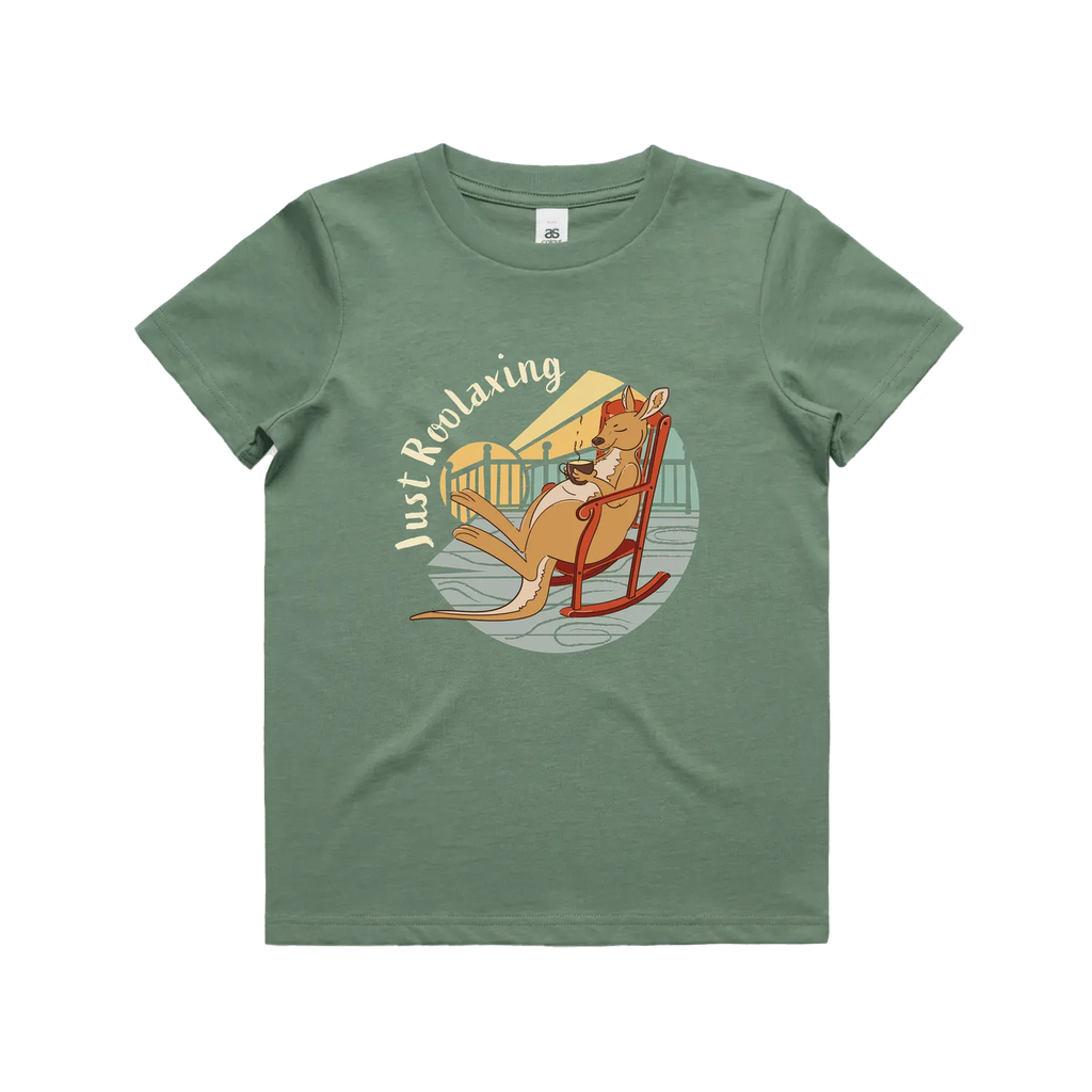 Funny kids t-shirt with hand drawn relaxing kangaroo design