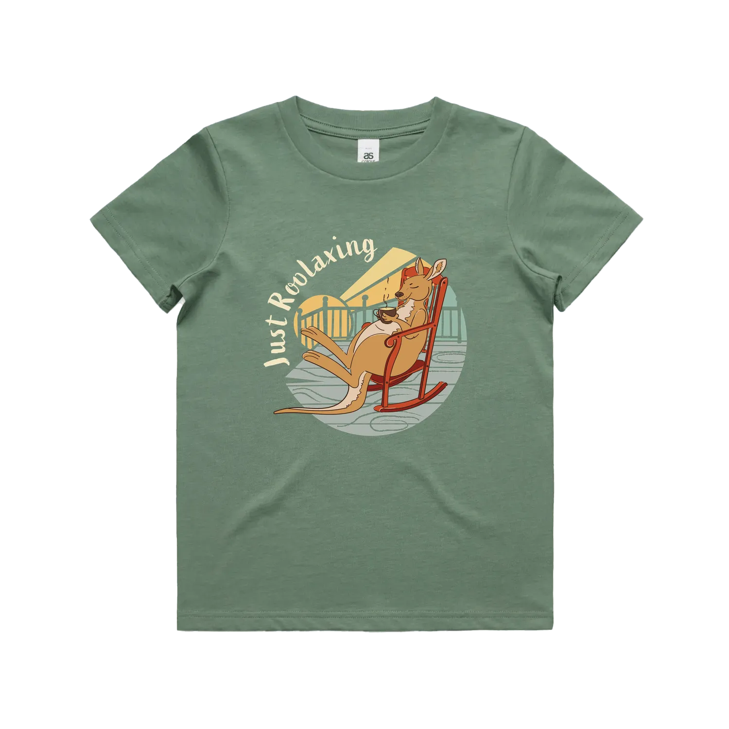 Funny kids t-shirt with hand drawn relaxing kangaroo design