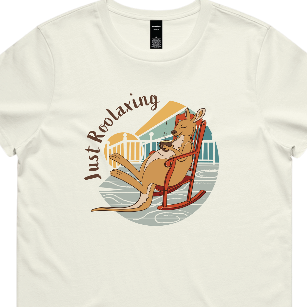 Funny women’s t-shirt with hand-drawn relaxed kangaroo design