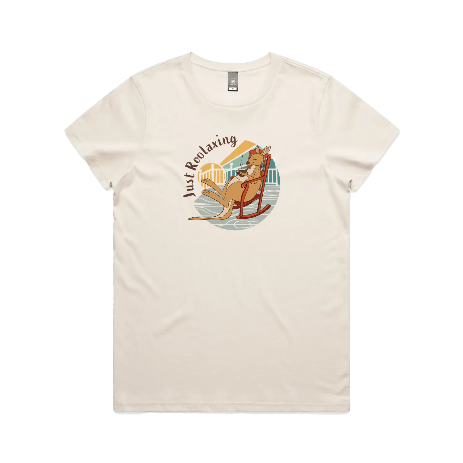 Funny women’s t-shirt with hand-drawn relaxed kangaroo design