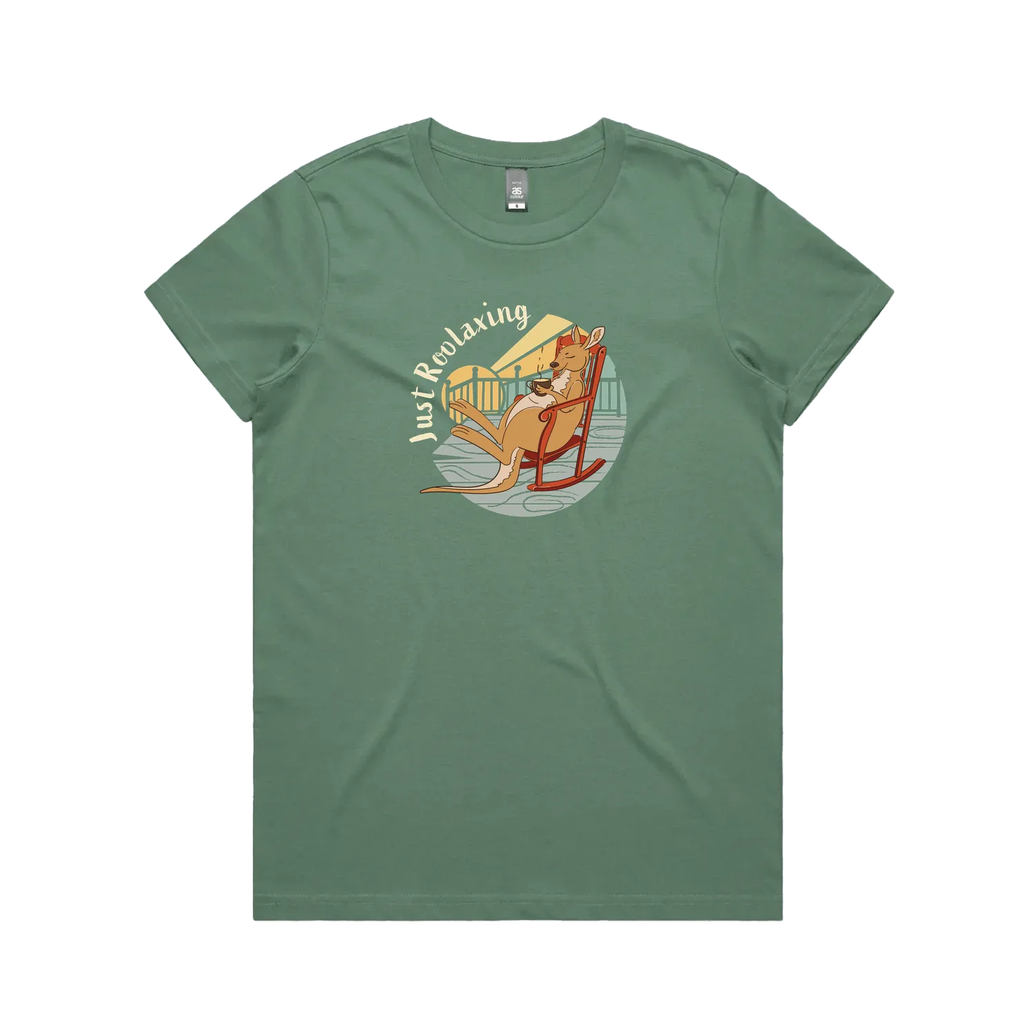 Funny women’s t-shirt with hand-drawn relaxed kangaroo design