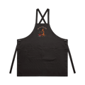 Kangaroo BBQ cotton canvas apron featuring a hand-drawn kangaroo cooking at a barbecue with Roo-ler of the Grill slogan