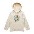 EKids ecru platypus hoodie featuring a cute, funny hand-drawn platypus design, Paddling Through Life print
