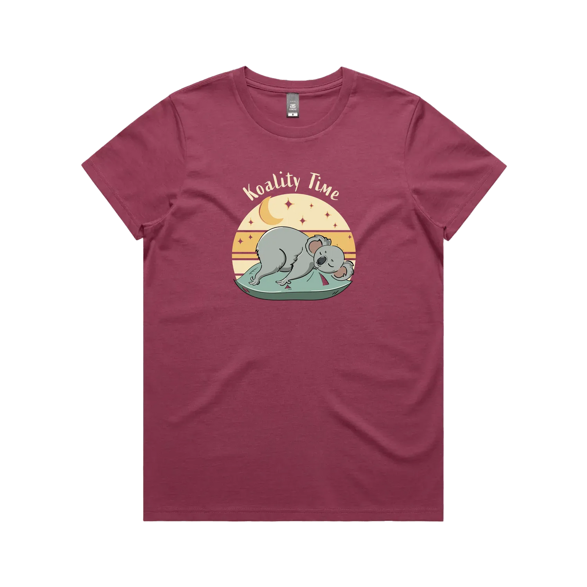 Funny women’s berry t-shirt with hand-drawn relaxed koala design